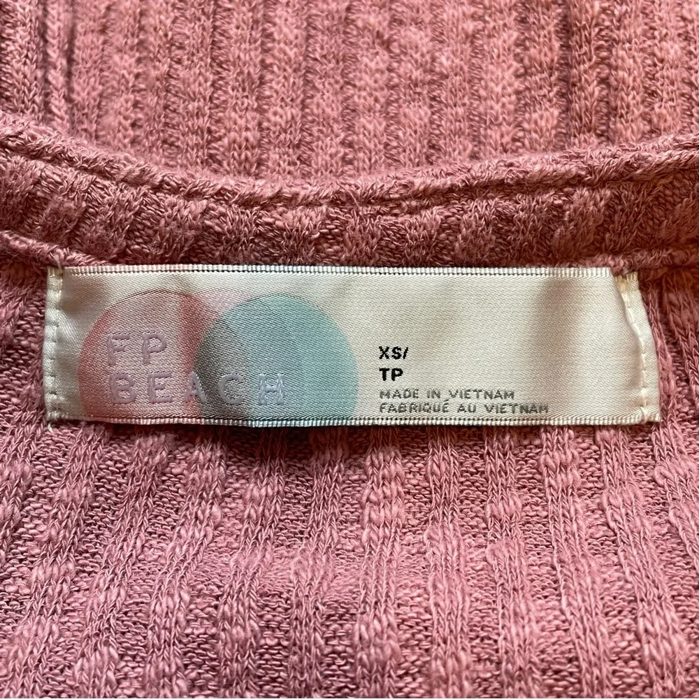 Free People Beach Dusty Rose Blossom Cotton Ribbed Knit Dress Oversized